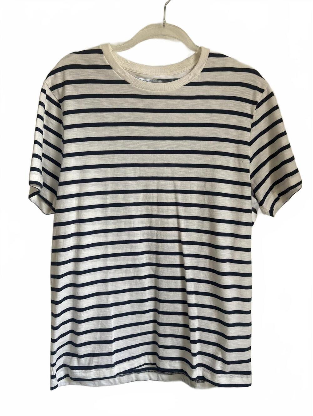 J.Crew | NWT Women’st Knit Goods Slub Cotton Yarns Cream Navy Blue Striped Tee L